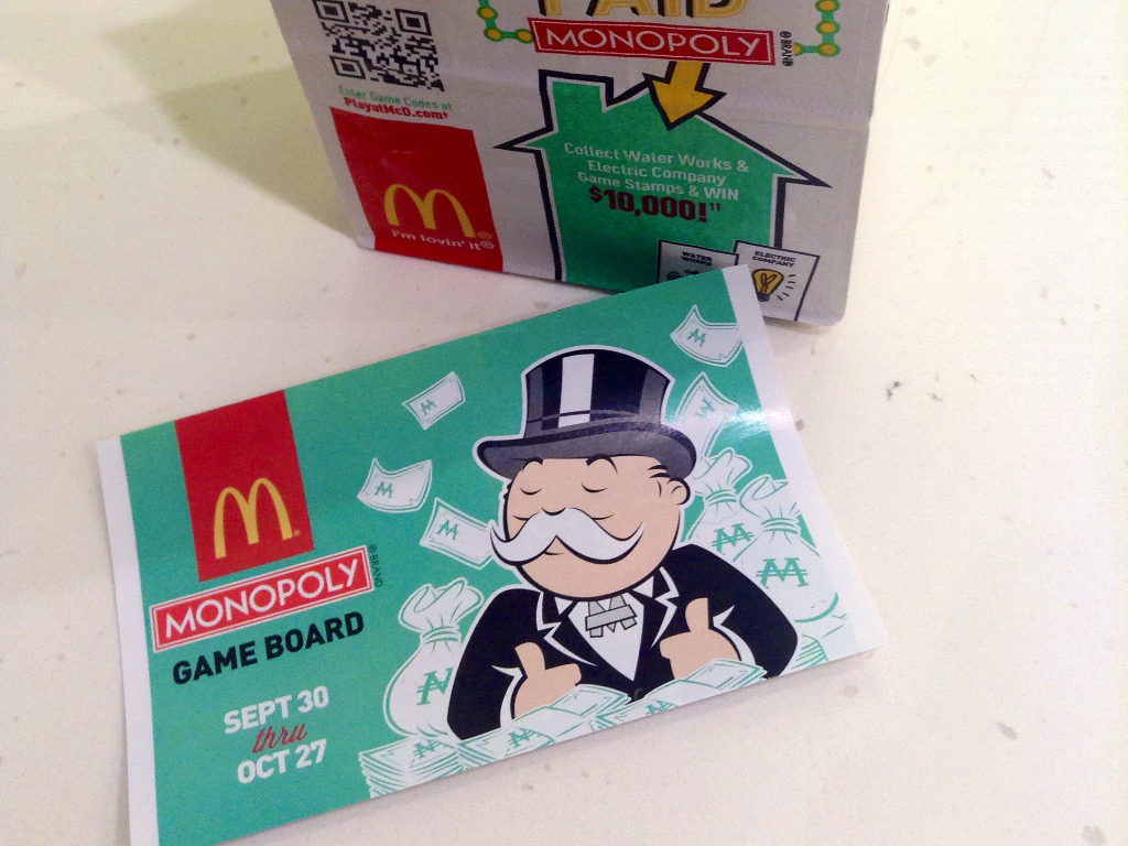 mcdonalds monopoly game board