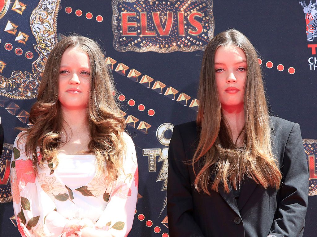 Finley Lockwood and her twin sister Harper at a promotional event for the film "Elvis."
